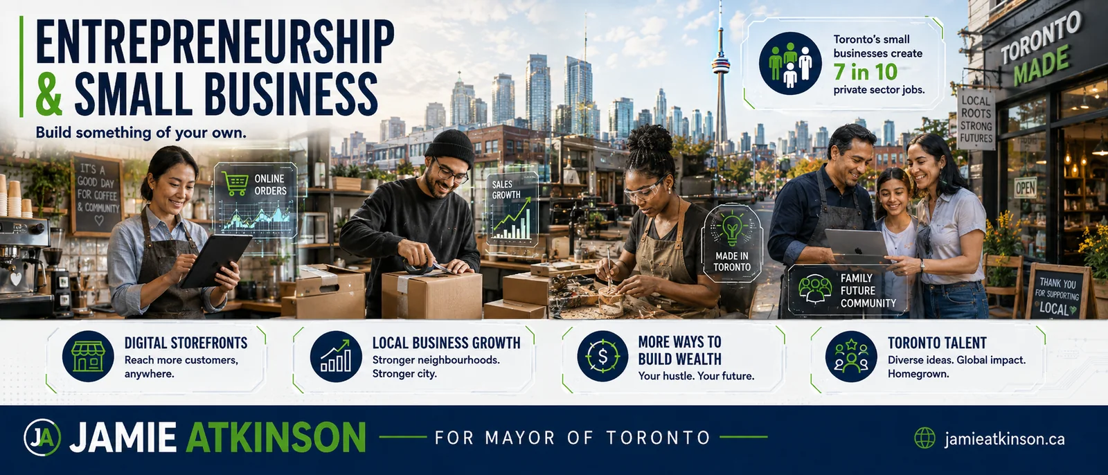 Entrepreneurship and small business campaign graphic